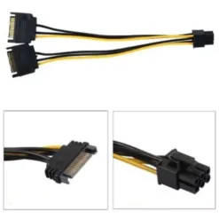 Cabo De Energia Pcie 6 Pinos Para Dual Sata 15 Pinos